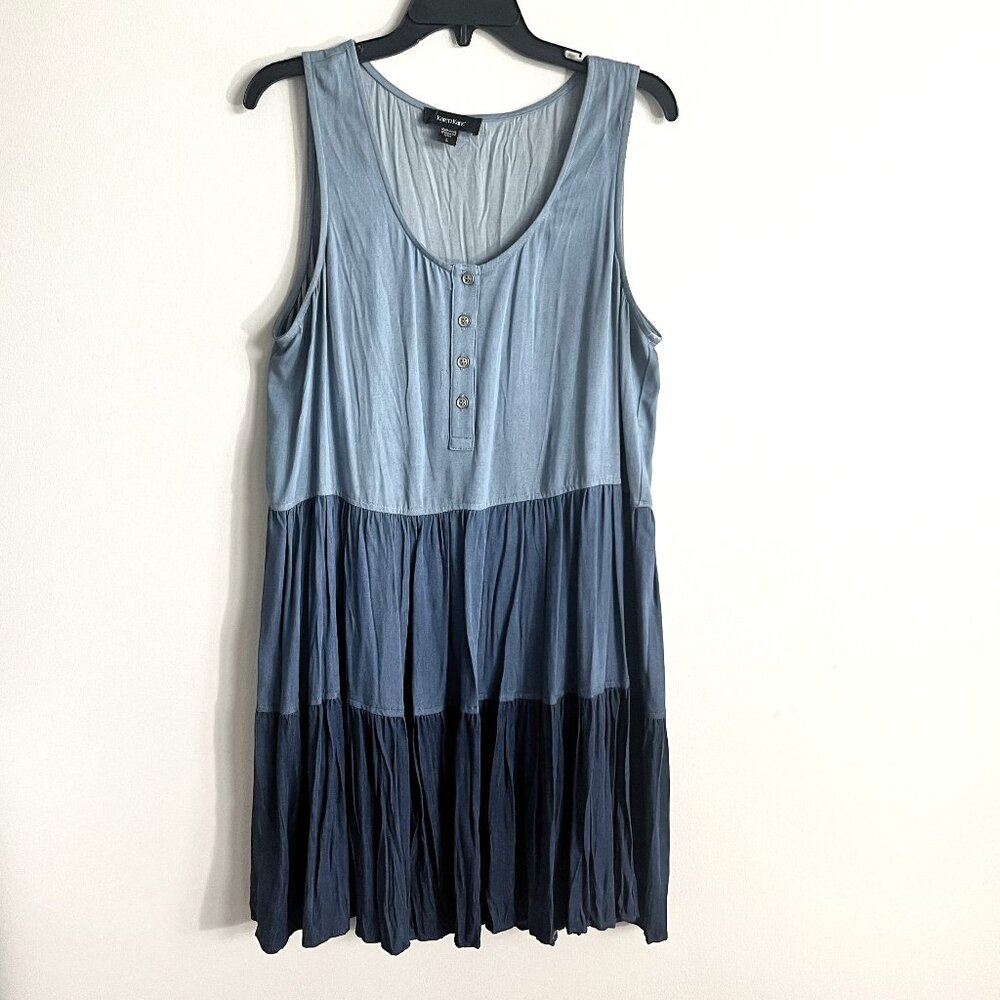 Karen Kane Sleeveless Chambray Denim Dress - Size L